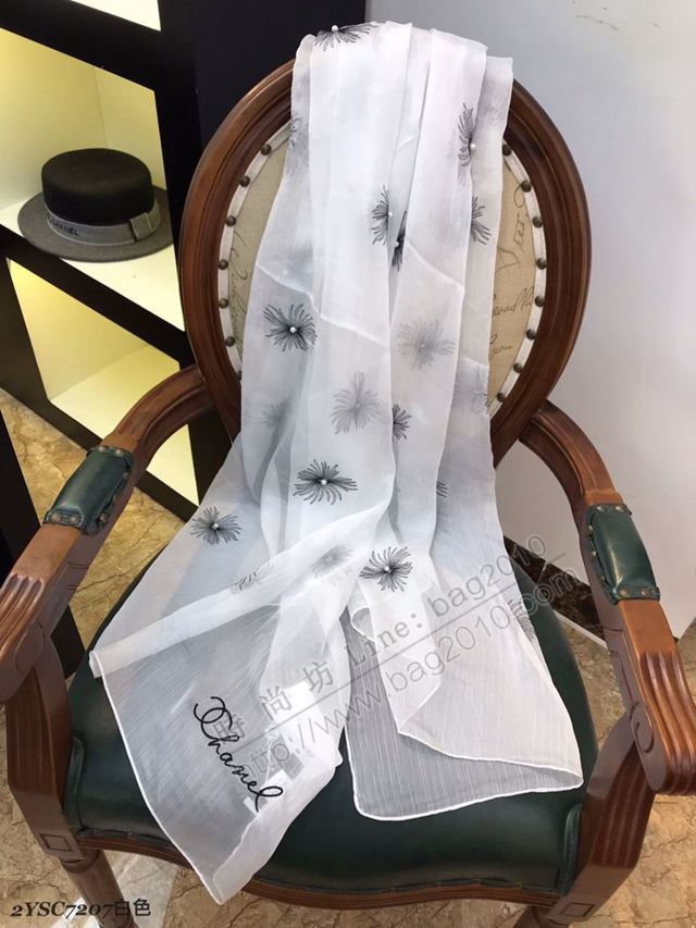 CHANEL圍巾 2019年最新火爆款 香奈兒真絲繡花長巾 CHANE女絲巾  llwj6784